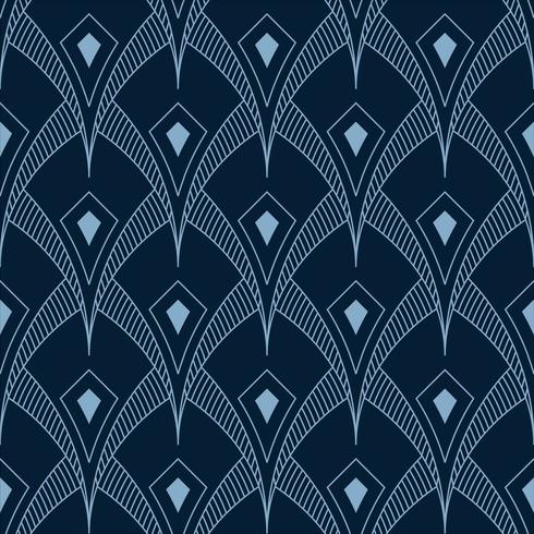 pointed overlapping shape seamless art deco geometric pattern vector