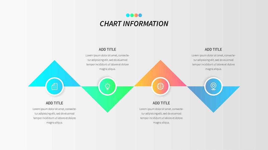 Colorida infografía de cuatro pasos con triángulos degradados vector