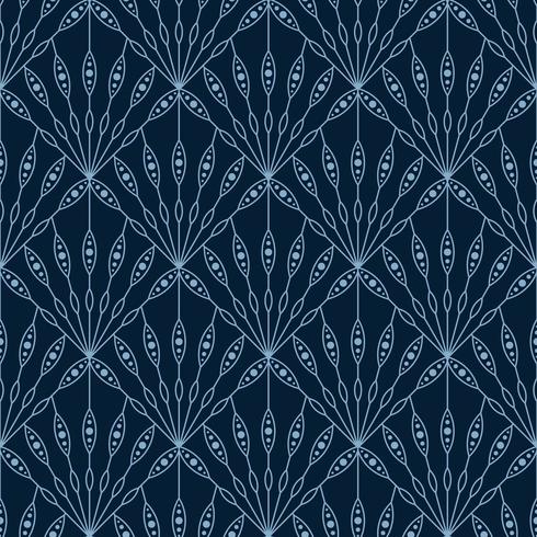 floral fan seamless art deco geometric pattern vector