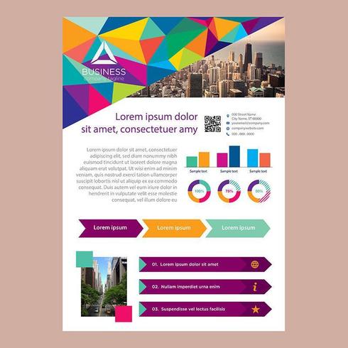 Colorful Bright Low Polygon Business Brochure Template vector