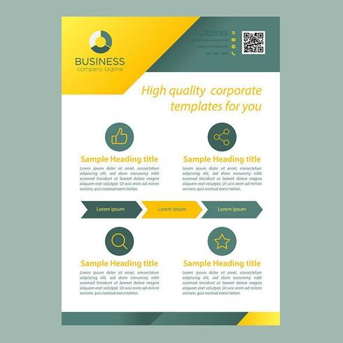 Yellow Green Business Brochure Template with Icons and Arrows vector