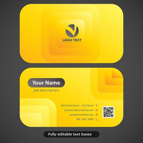 Yellow Gradient Rounded Rectangle Business Card vector