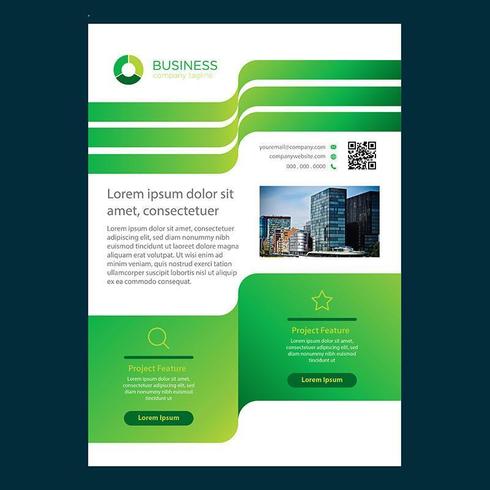 Green Wavy Line Design Business Brochure Template vector