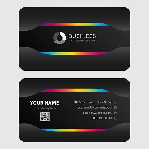 Black Colorful Rainbow Business Card Template vector