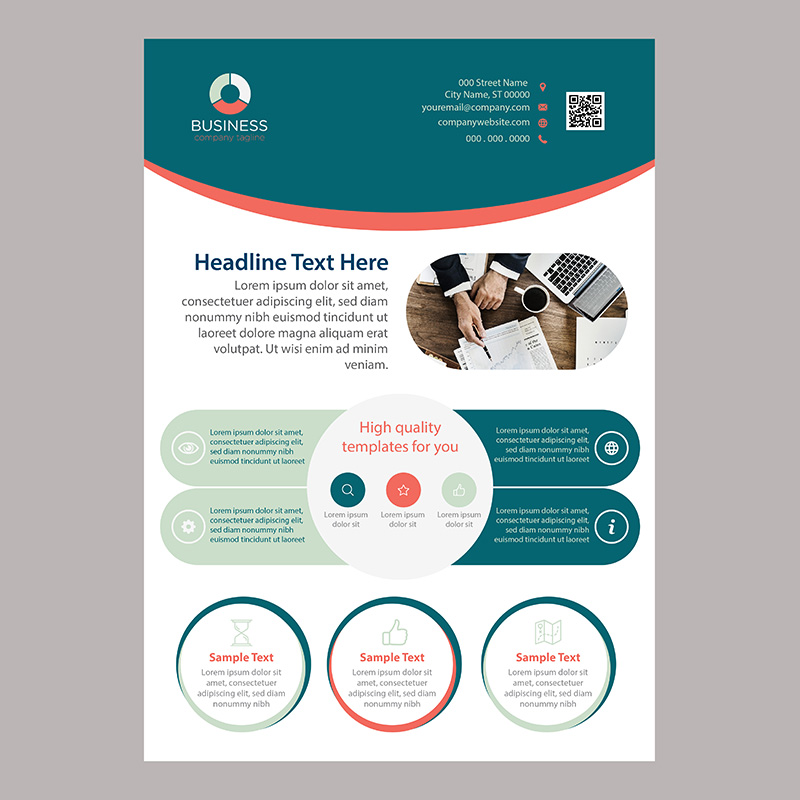 Colorful Rounded One Page Business Brochure Template 686371 Vector Art