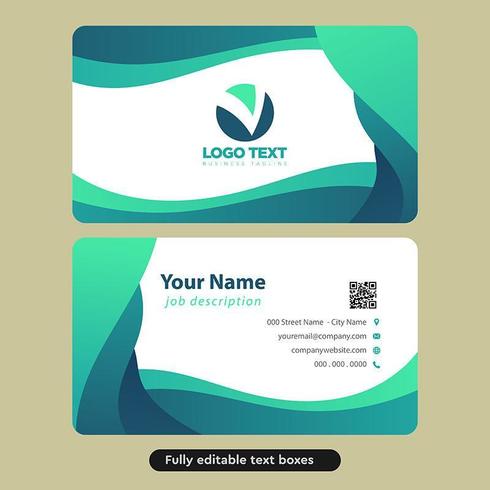 Abstract Green Rounded Waves Business Card Template vector