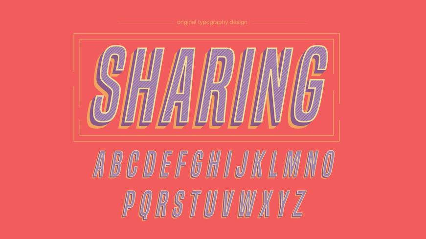 Purple Italic Bold Display Artistic Font with Diagonal Stripes vector