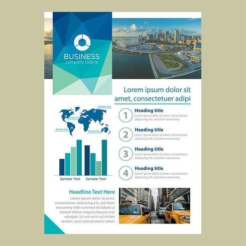 One Page Business Brochure Template with Low Poly Banner vector