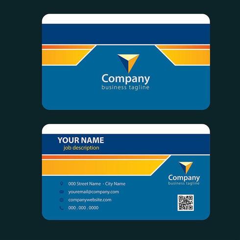 Blue Orange and Yellow Line Simple Business Card vector