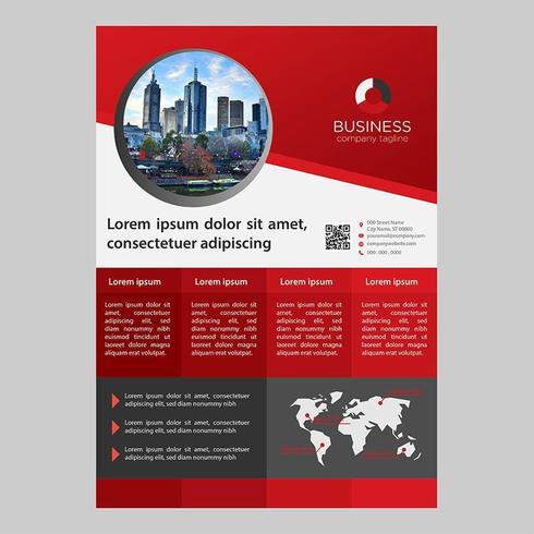 Red Gradient Boxes One Page Business Brochure Template vector