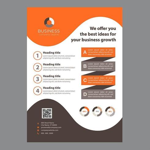 Orange and Brown Wave Design Modern Business Brochure vector