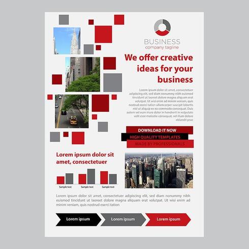 Red Square Pixel One Page Business Brochure Template vector