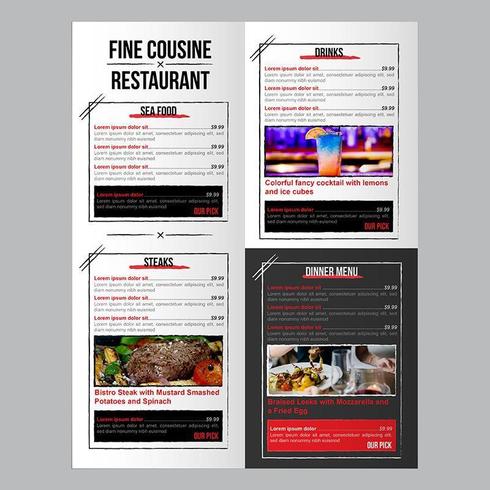 Editable Food Restaurant Menu Template with Brush Stroke Boxes vector