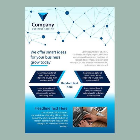 Modern Blue Business Brochure Template with Connected Lines and Dots vector