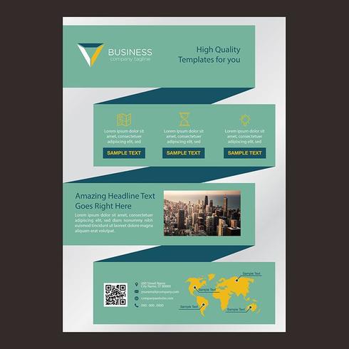 Green Ribbon One Page Business Brochure Template vector