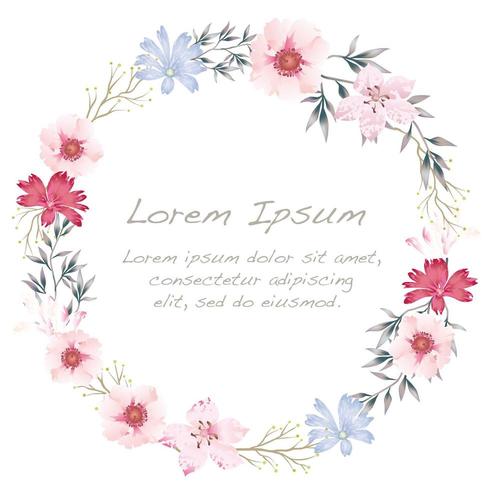 Watercolor flower frame with text space. vector