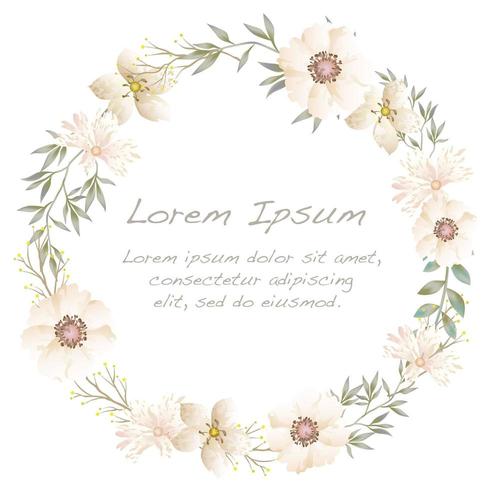 Watercolor flower frame with text space. vector