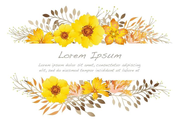 Watercolor flower background illustration with text space. vector