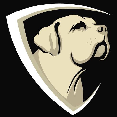 Cabeza de perro en diseño de escudo vector