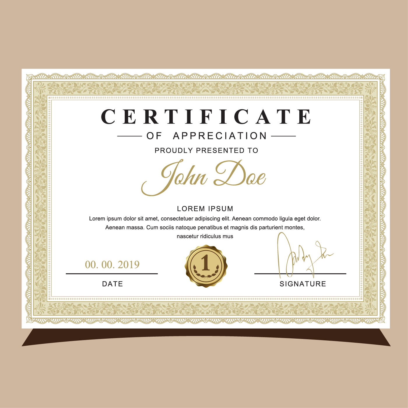 Golden Frame Certificate Of Appreciation 686478 Vector Art At Vecteezy
