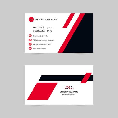 Simple business card with black and red lines vector