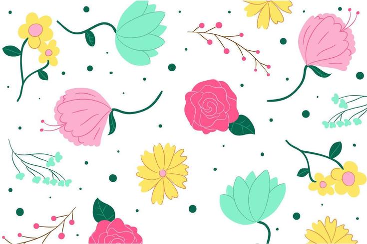 Hand Drawn Colorful Floral Ornaments Background vector