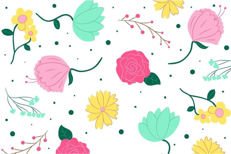 Fondo de adornos florales coloridos dibujados a mano vector