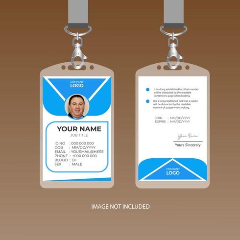 Plantilla de tarjeta de identificación corporativa azul vector