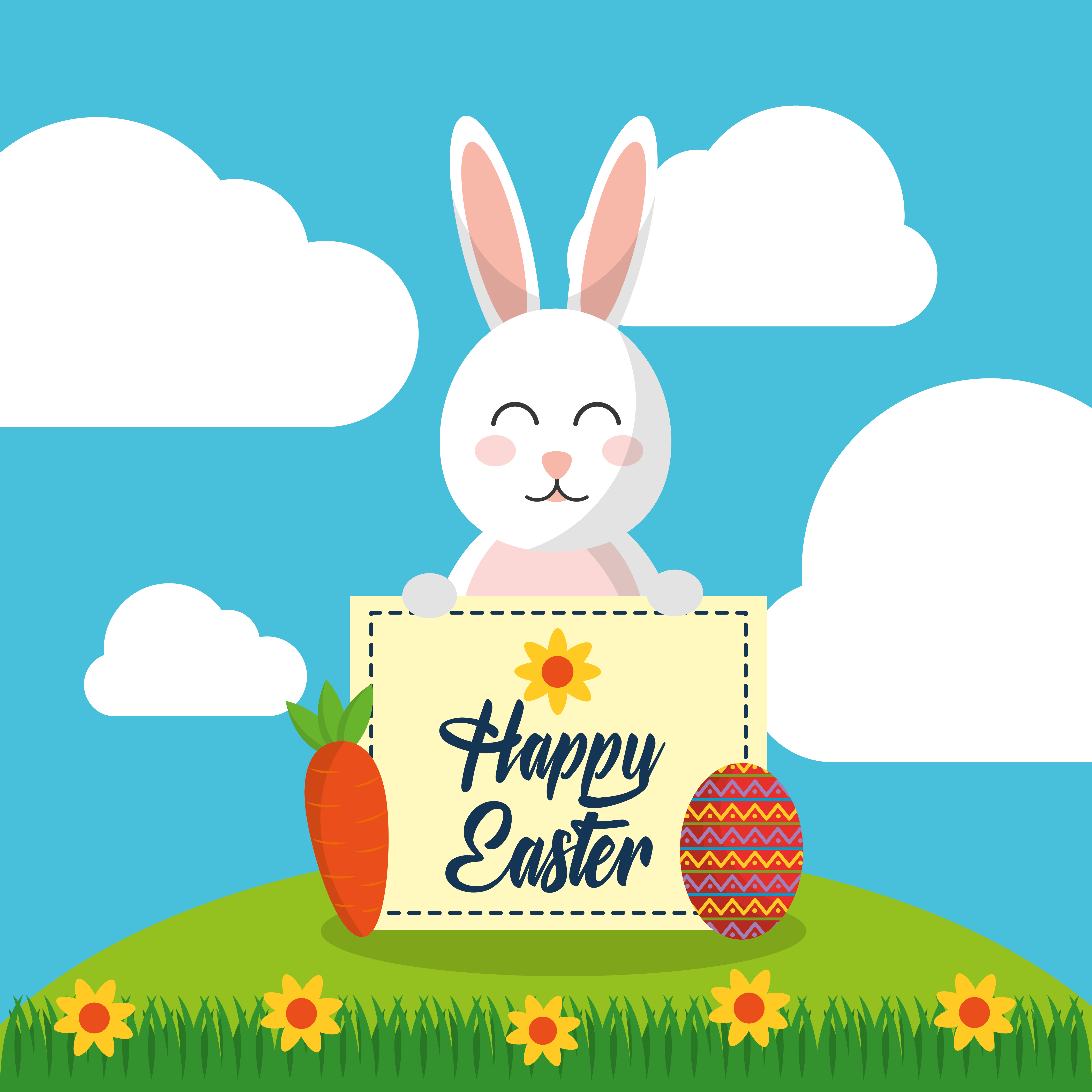Download happy easter rabbit - Download Free Vectors, Clipart ...