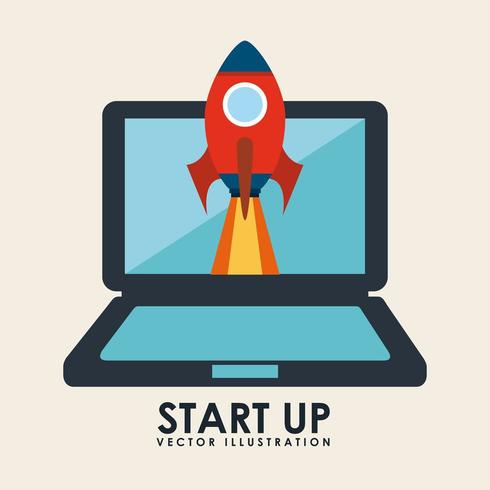 start up rocket  vector