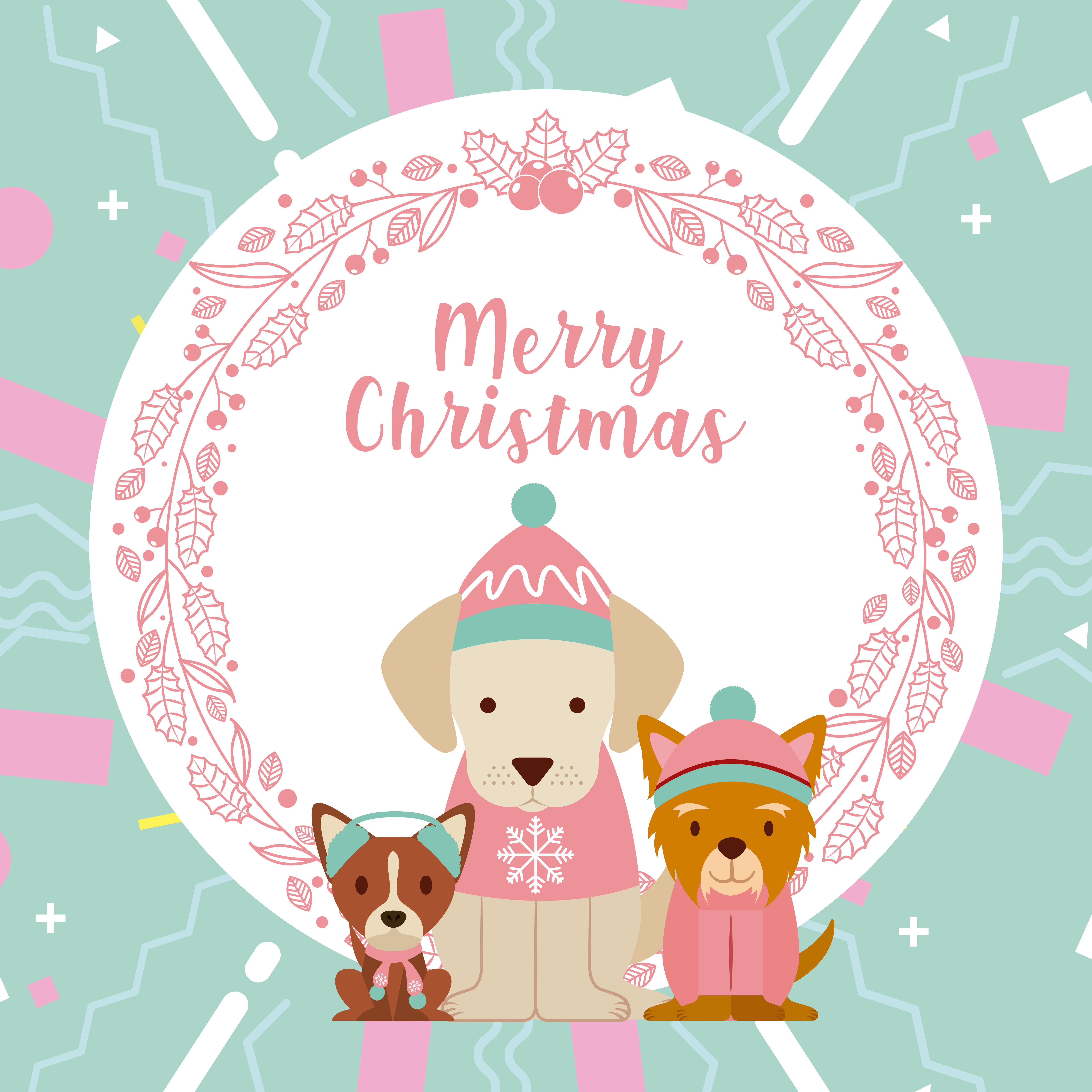 dog merry christmas card 686671 Vector Art at Vecteezy