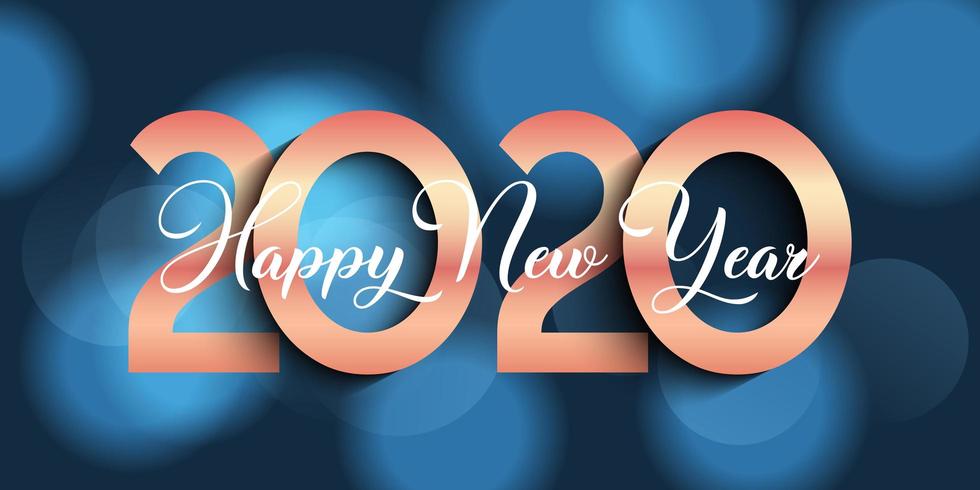 Happy New Year banner design with bokeh lights vector