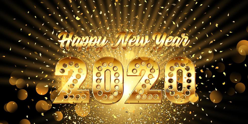Happy New Year banner with gold  vector