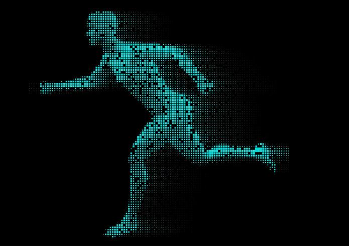 Figura masculina pixelada corriendo vector