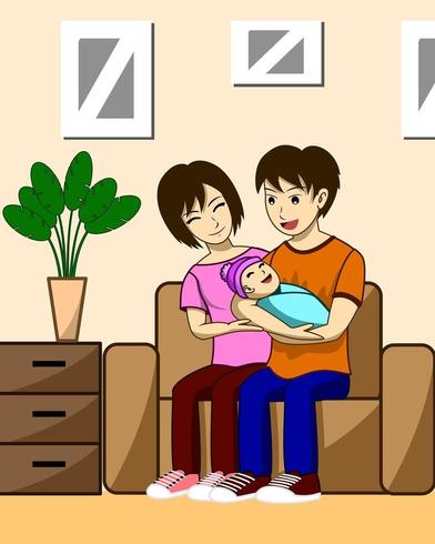 Husband, wife and children vector