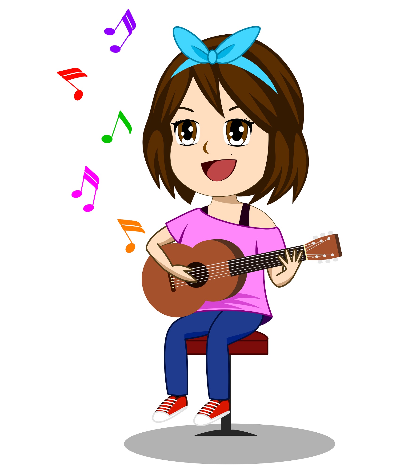Cute girl playing guitar 686736 Vector Art at Vecteezy