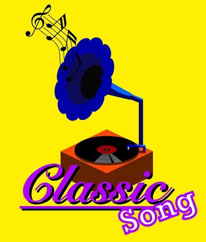 Antique record player That plays classical music. vector