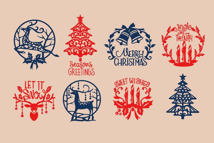 Set de pegatinas navideñas vector