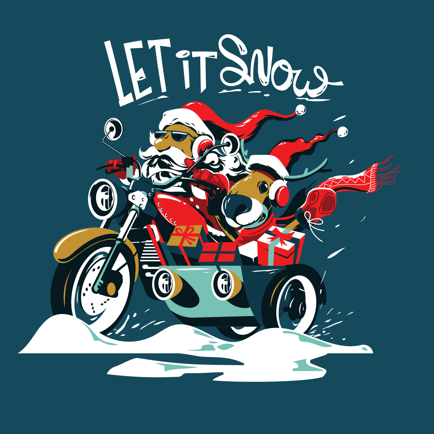 Download Santa Claus and deer ride the motorcycle on Christmas Eve ...