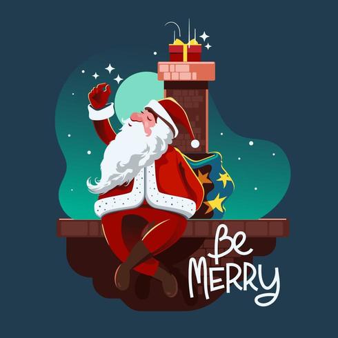 Santa Claus on the roof  vector