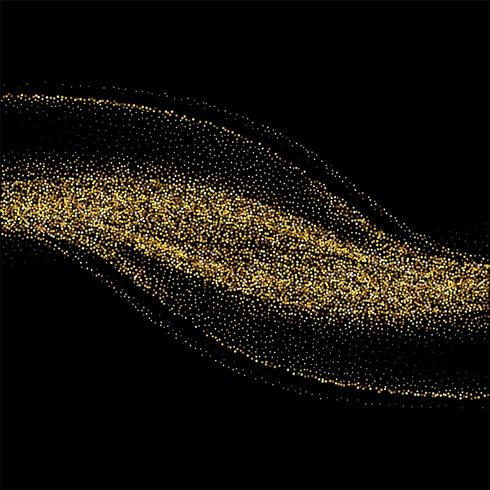 Abstract background with golden glitters stylish wave on black background vector
