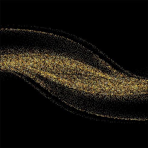 Abstract background with golden glitters stylish wave on black background vector