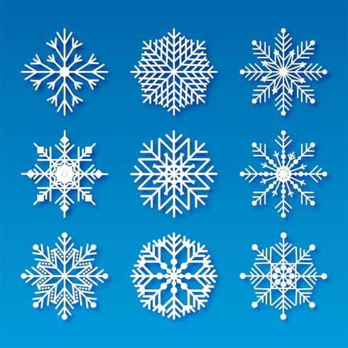 Los copos de nieve decorativos de Navidad establecen diseño de elementos vector