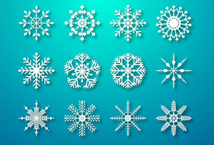 Los copos de nieve decorativos de Navidad establecen elementos vector