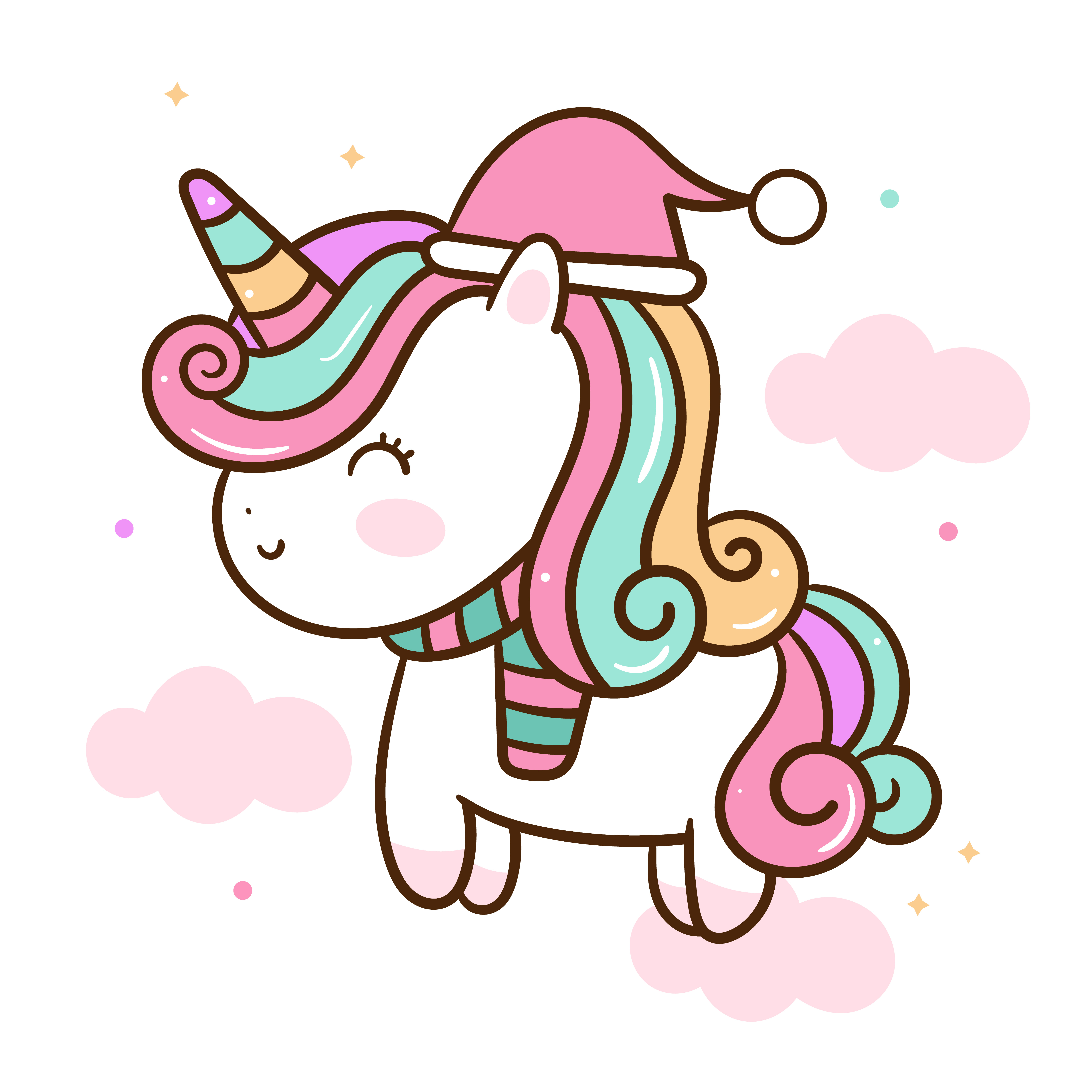  Cute unicorn  vector Kawaii animal Christmas character 