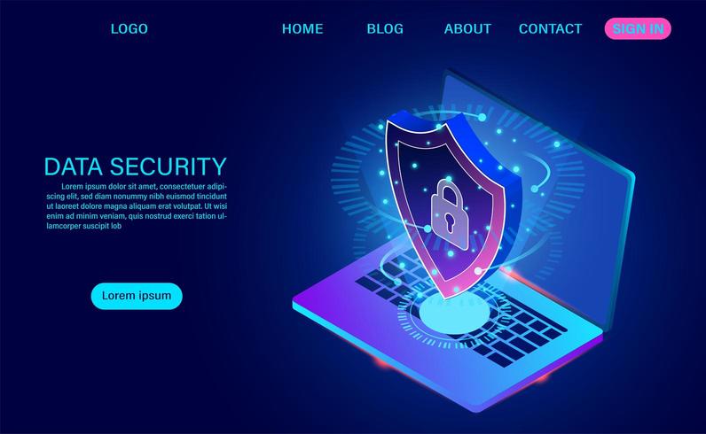 Data security modern concept. protects data from thefts data and hacker attacks. vector