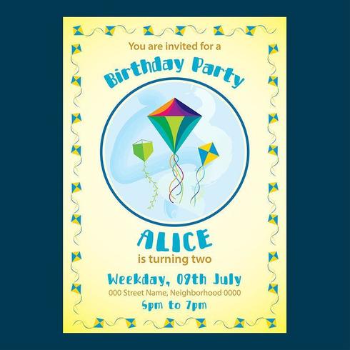 Yellow Cute Birthday Invitation for Kids vector