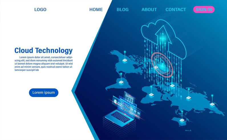 Concepto moderno de tecnología y redes en la nube. vector