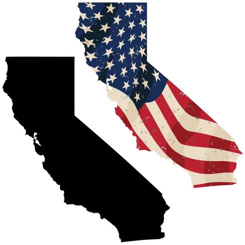 California con bandera estadounidense envejecida incrustada vector