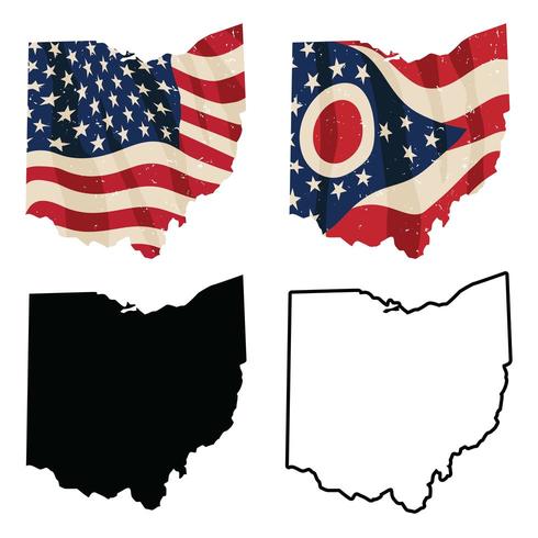 Ohio con bandera de Estados Unidos vector